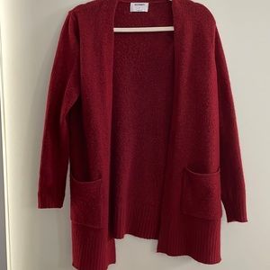Red cardigan with pockets